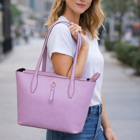 kate spade Handbags - Kate Spade NY Adel Large Purple Leather Shoulder Bag Tote Purse Like New